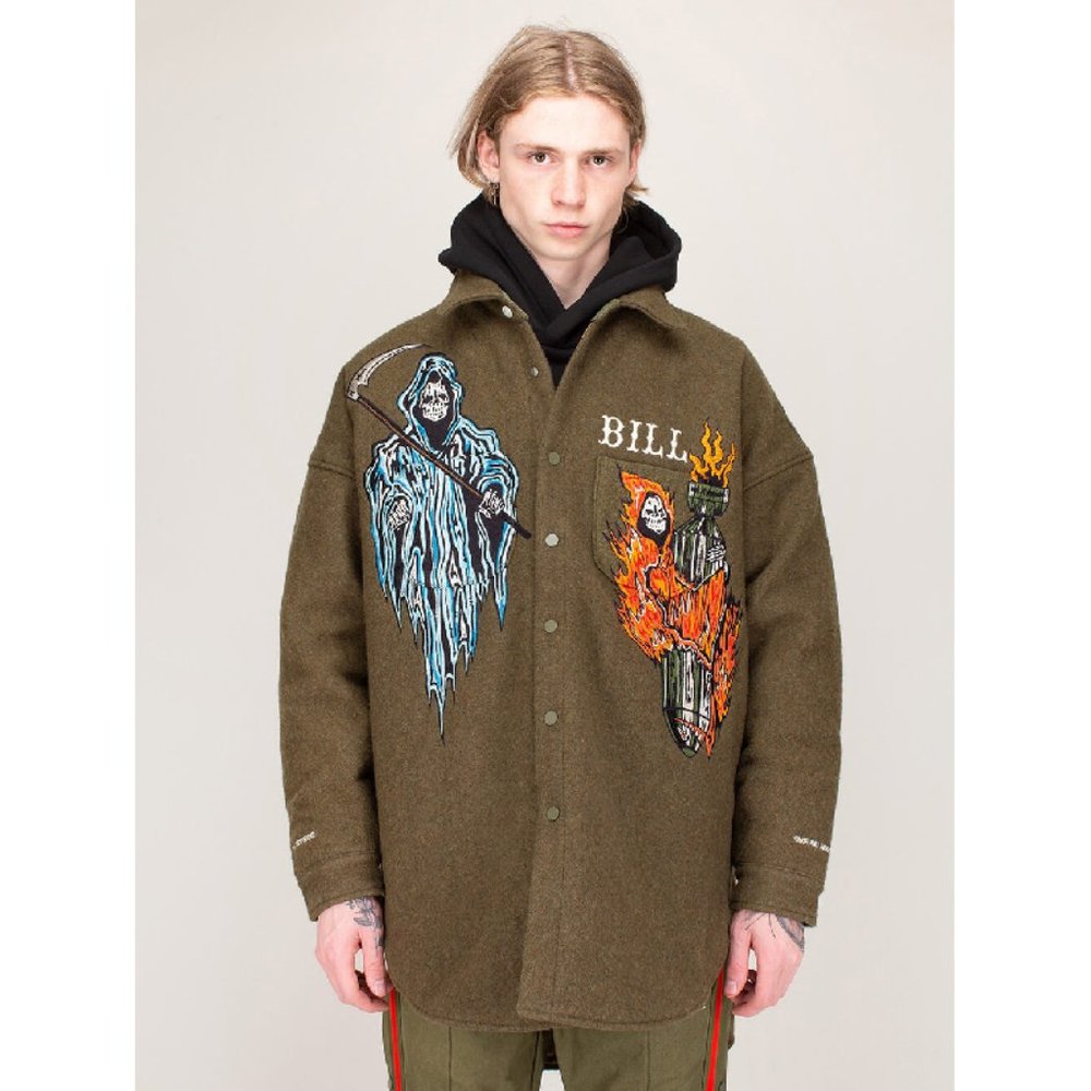 READYMADE Bill Embroidered Shirt Jacket In Green